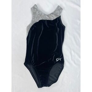 GK Leotard AXS Adult XS Black Silver Velvet Gymnastics Sleeveless